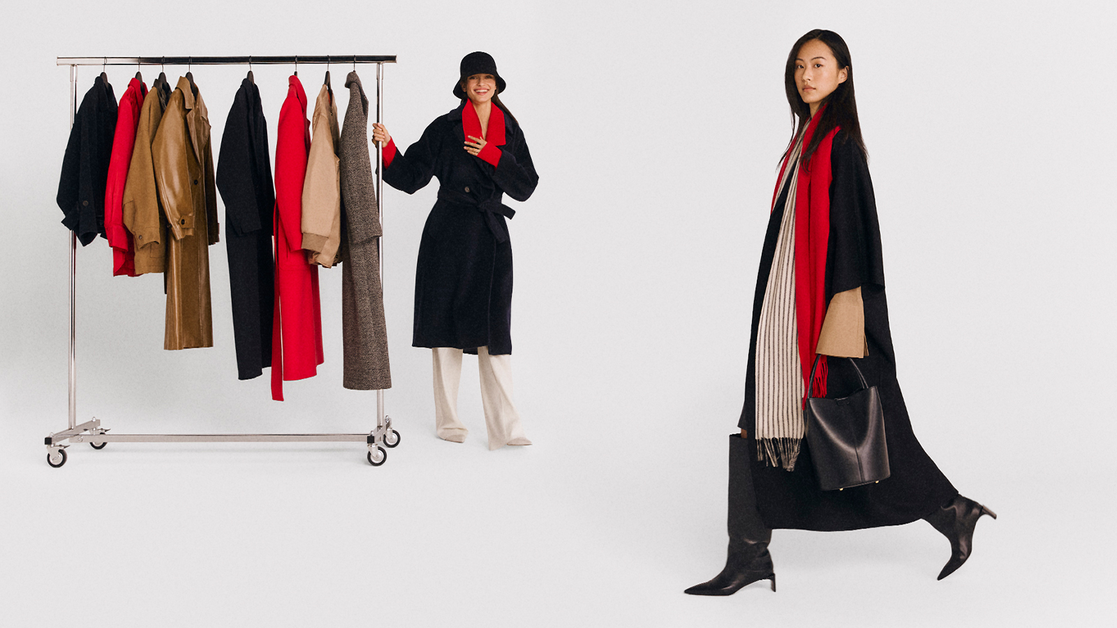 Double-drap pure wool robe coat